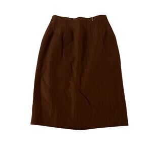 Vtg Brown 100% Wool Midi Skirt Sz 6 Cottagecore Librarian Retro